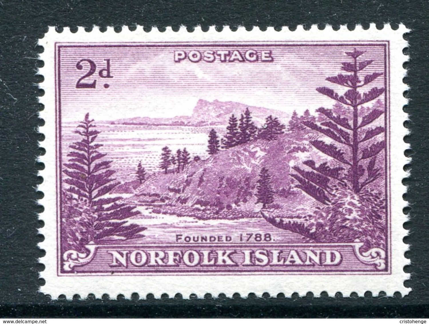 Norfolk Island 1947-59 Ball Bay - 2d Reddish Violet - White Paper - MNH (SG 4a) - Ile Norfolk