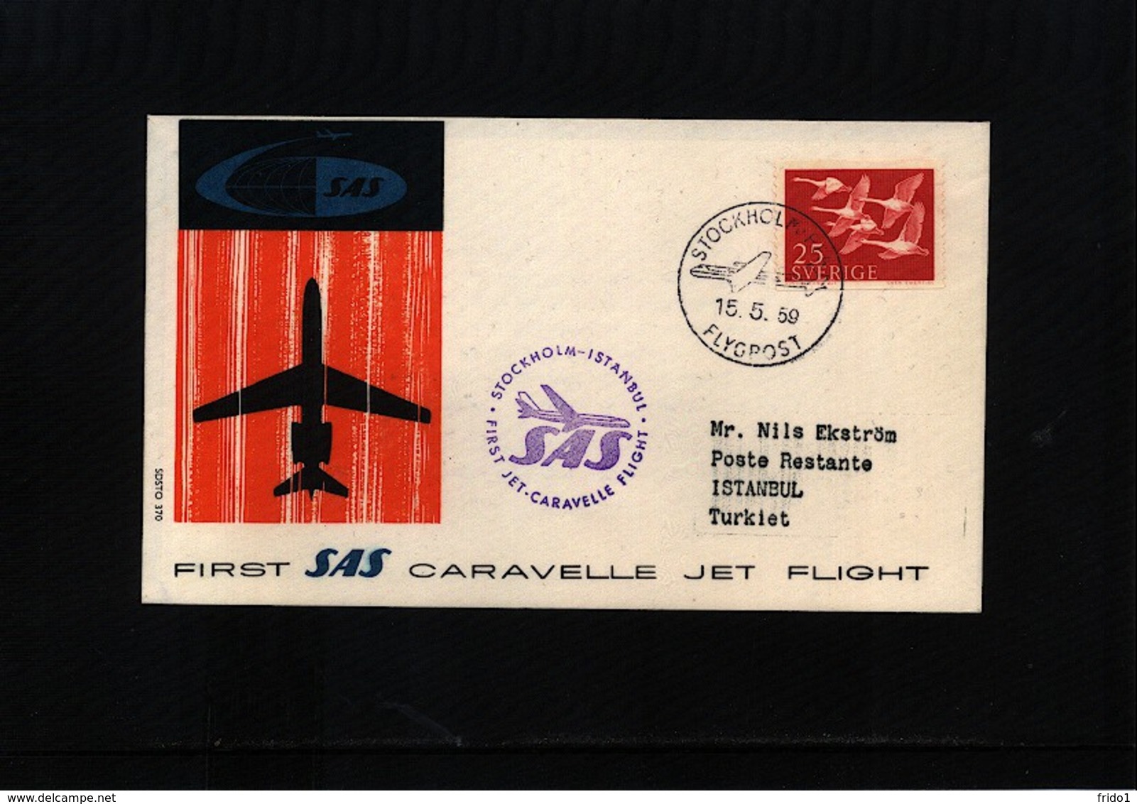 Sweden 1959 SAS First Flight Stockholm - Istanbul - Covers & Documents