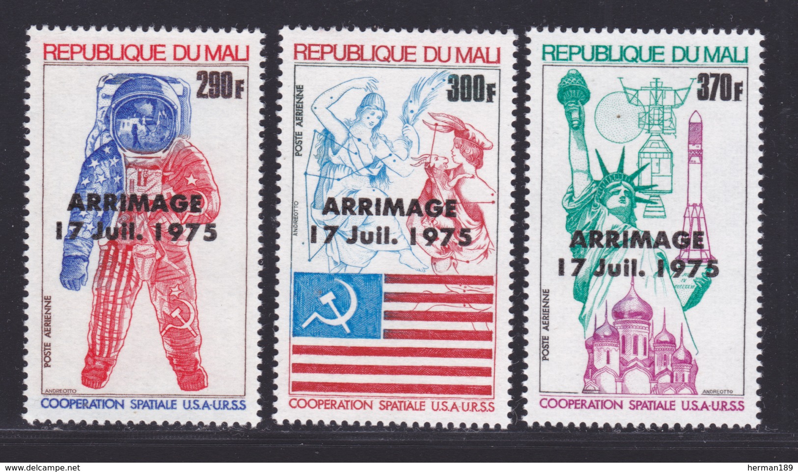 MALI AERIENS N°  258 à 260 ** MNH Neufs Sans Charnière, TB (D8194) Cosmos, Coopération Spatiale USA - URSS - 1975 - Mali (1959-...)