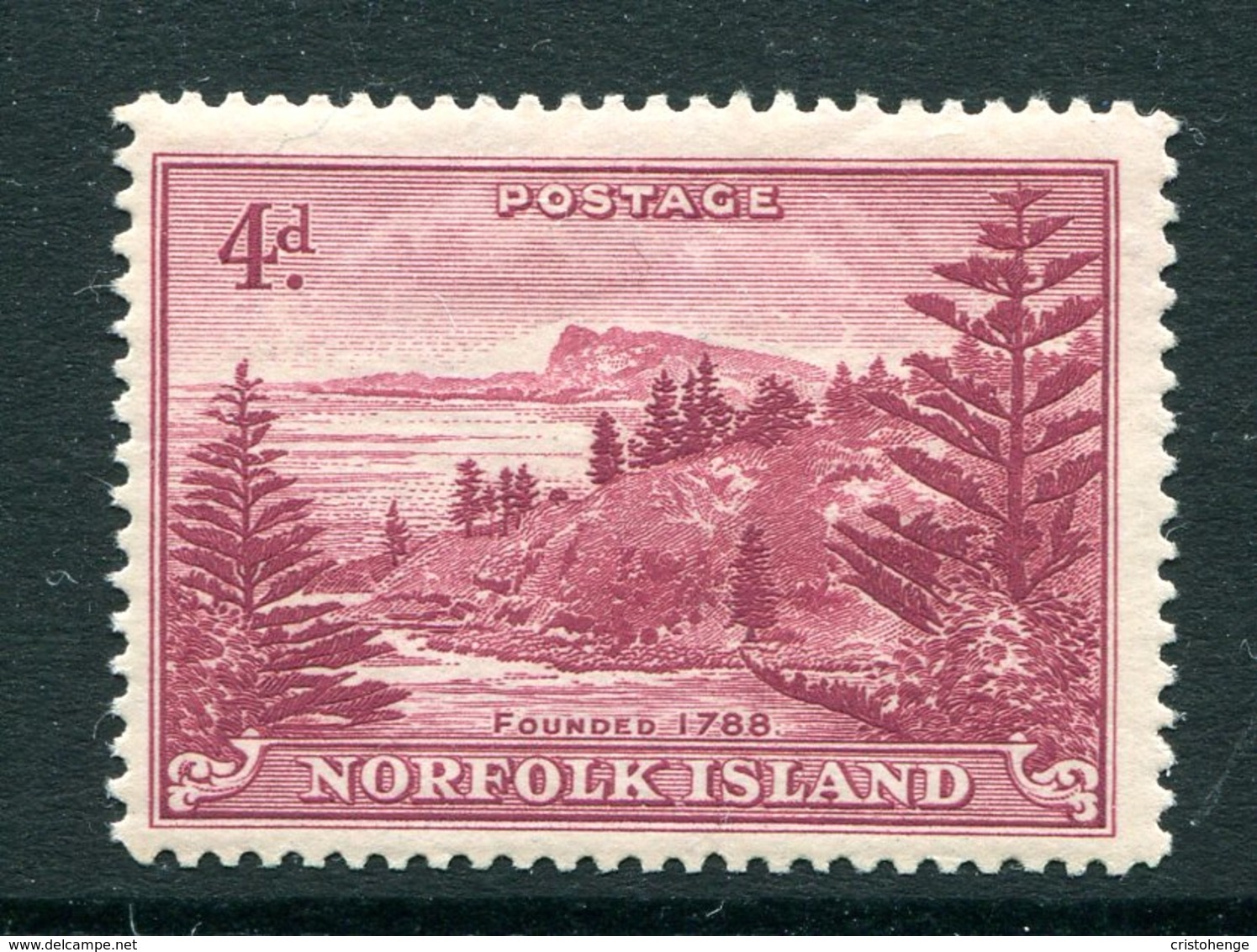 Norfolk Island 1947-59 Ball Bay - 4d Claret - Toned Paper - MNH (SG 7) - Norfolk Eiland