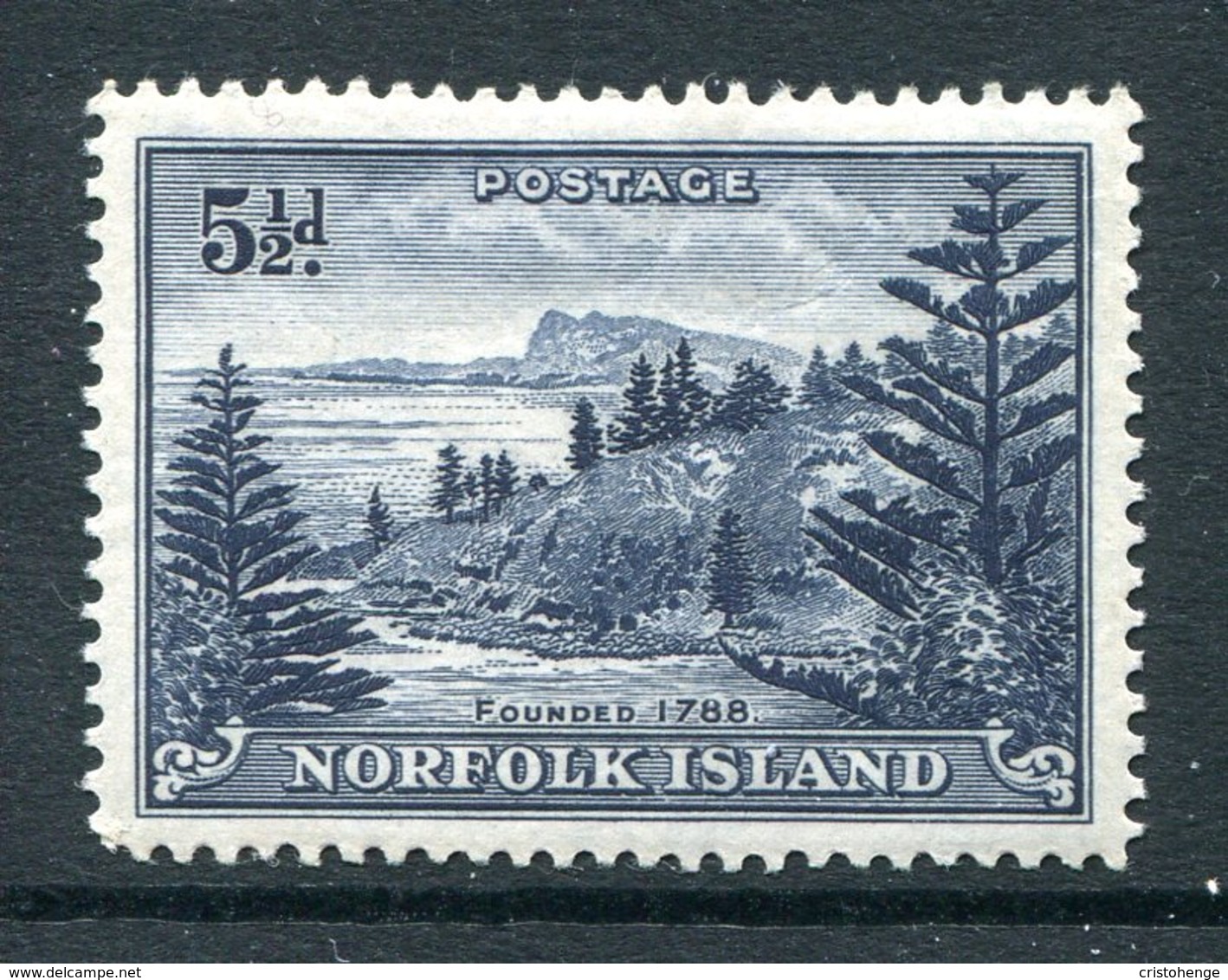 Norfolk Island 1947-59 Ball Bay - 5½d Indigo - Toned Paper - MNH (SG 8) - Ile Norfolk