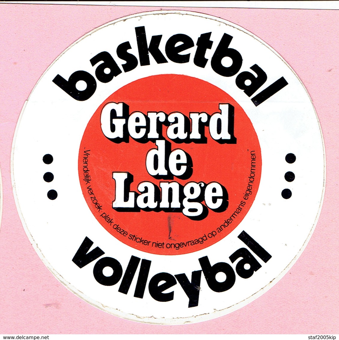 Sticker - Gerard De Lange - Basketbal - Volleybal - Autocollants