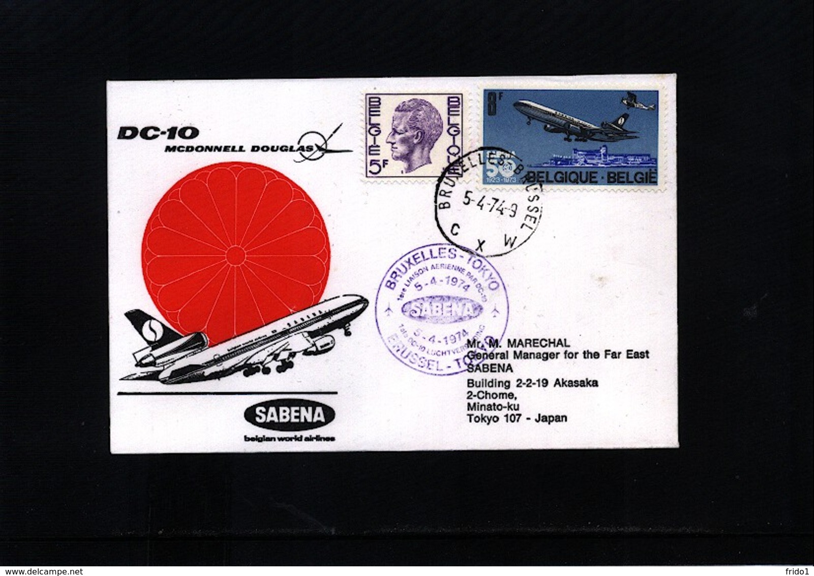 Japan 1974 SABENA First Flight DC-10   Brussels - Tokyo - Covers & Documents