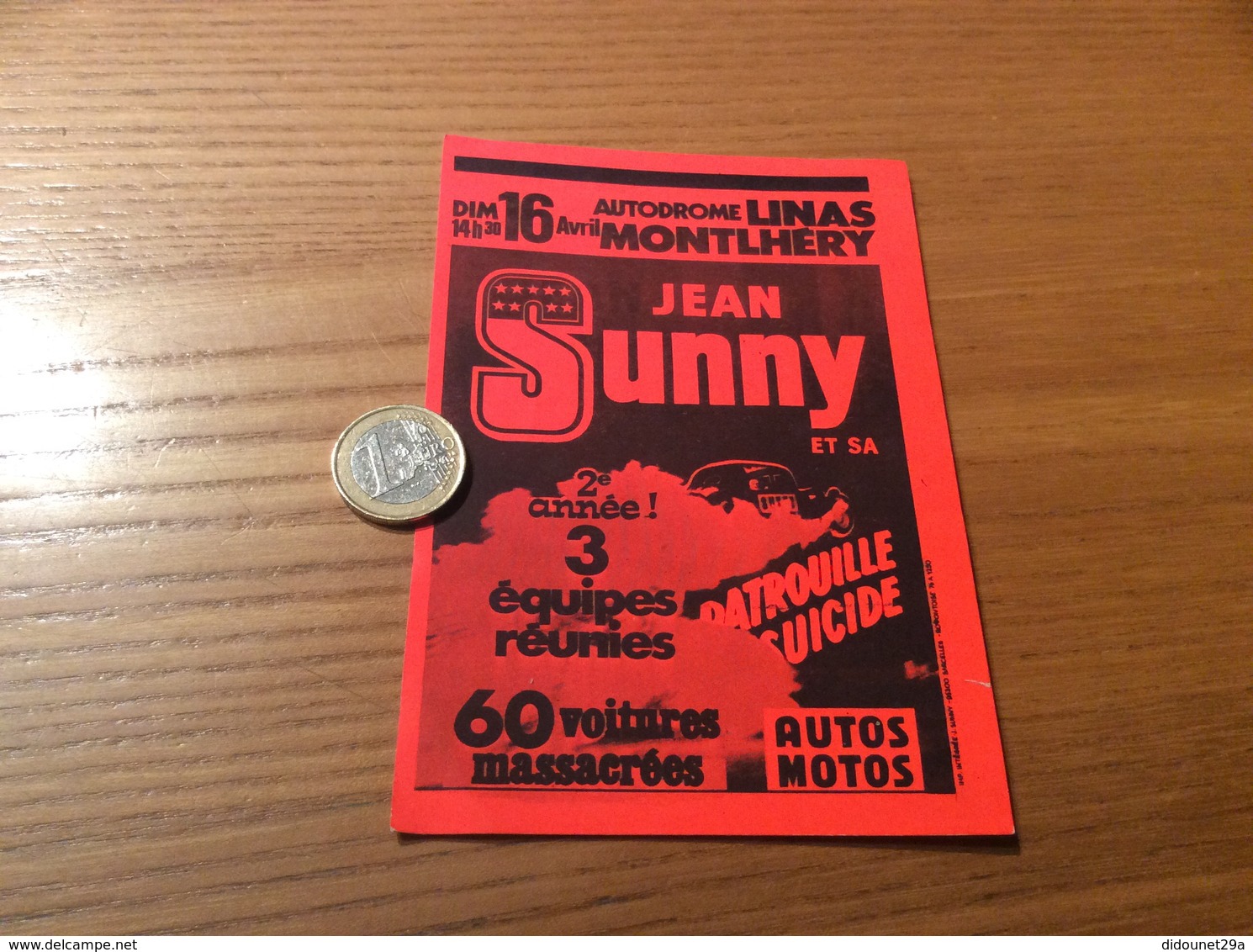 AUTOCOLLANT, Sticker « JEAN SUNNY - AUTOS MOTOS - LINAS MONTLHÉRY (91) » (cascadeur) - Autocollants