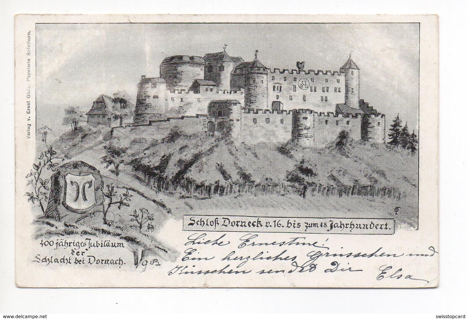 Litho DORNECK Schloss Jubiläum 400 Jahre Gel. 1899 V. Solothurn - Autres & Non Classés