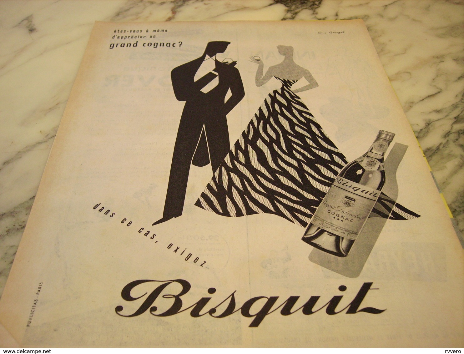 ANCIENNE AFFICHE PUBLICITE COGNAC   BISQUIT 1955 - Publicités