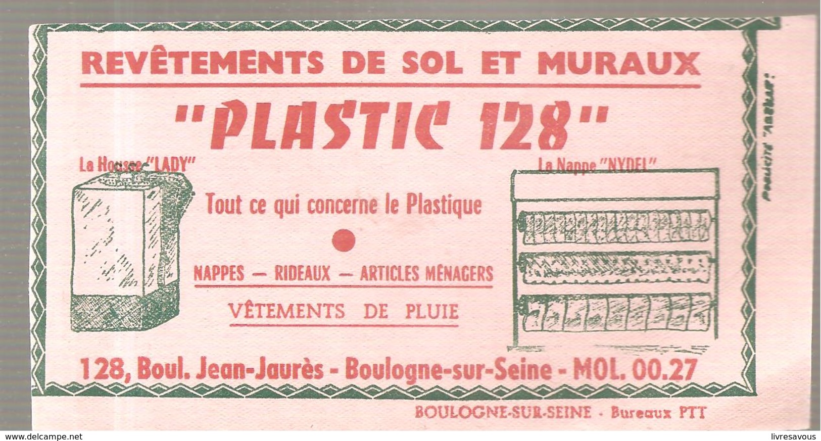 Buvard PLASTIC 128 Revêtements De Sol Et Muraux 128, Bld Jean Jaurès à Boulogne Sur Seine - Pinturas