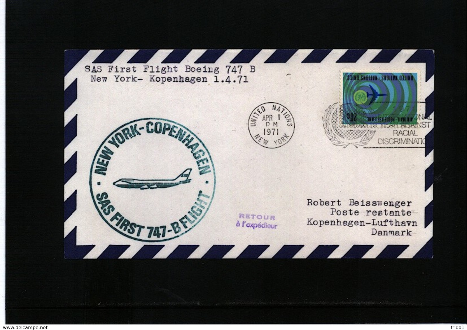 Denmark 1971 SAS First Flight New York - Copenhagen - Covers & Documents