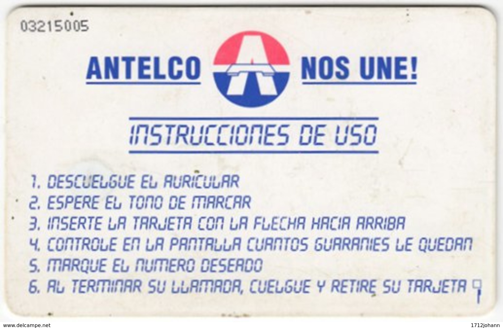 PARAGUAY A-021 Chip Antelco - 30 Imp. - Used - Paraguay