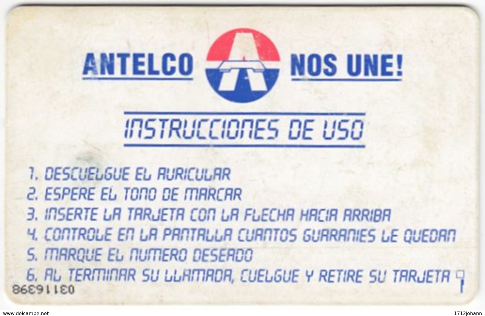 PARAGUAY A-022 Chip Antelco - 30 Imp. - Used - Paraguay