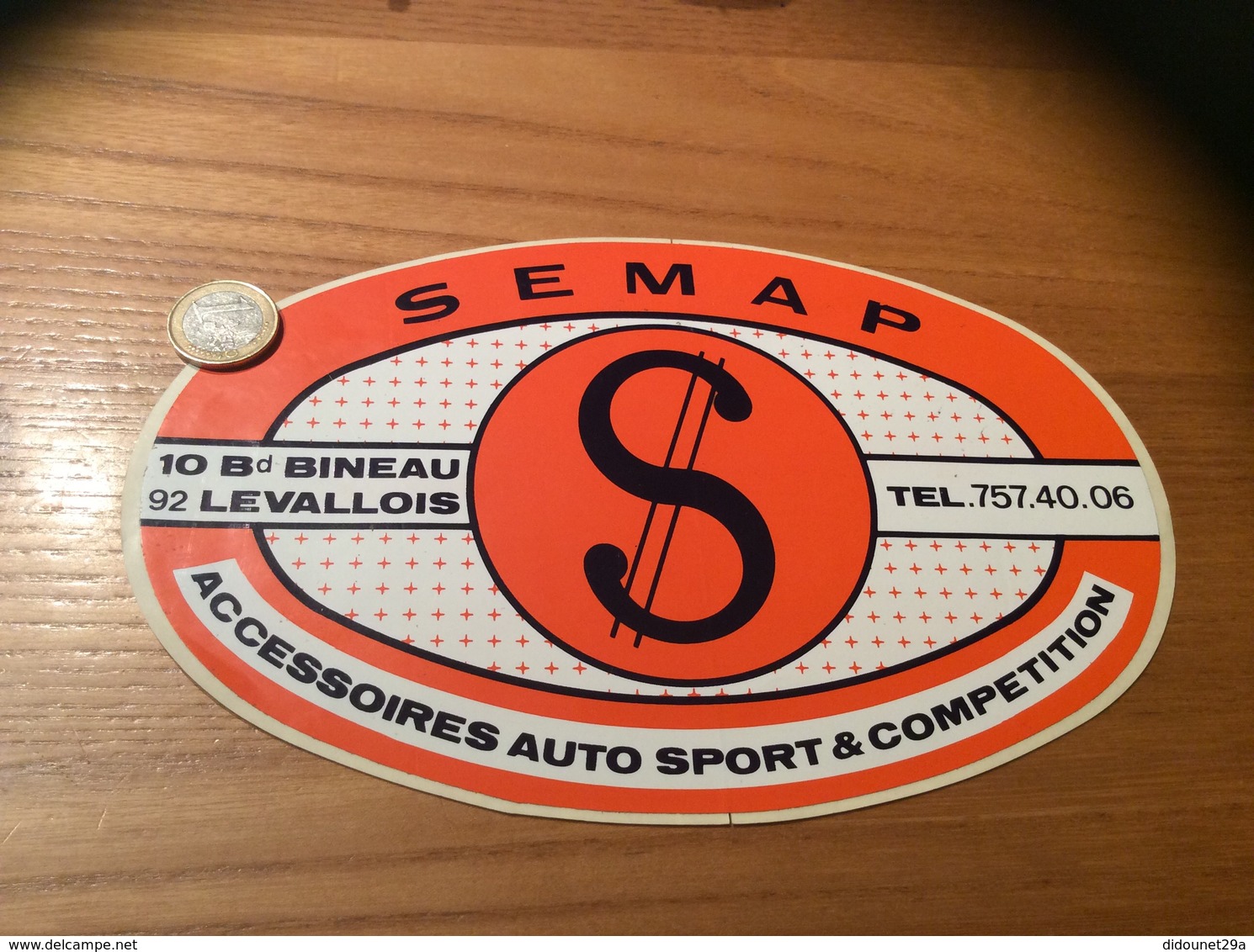 Grand AUTOCOLLANT, Sticker "SEMAP - ACCESSOIRES AUTO SPORT & COMPÉTITION - LEVALLOIS (92)" - Autocollants