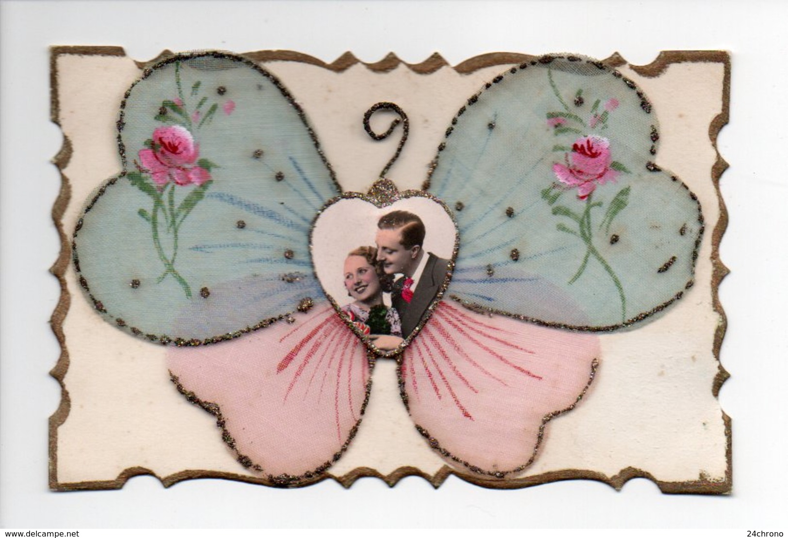 Couple: Applications En Tissu En Forme De Papillon, Roses Peintes à La Main, Paillettes, Coeur, Amour (19-44) - Couples