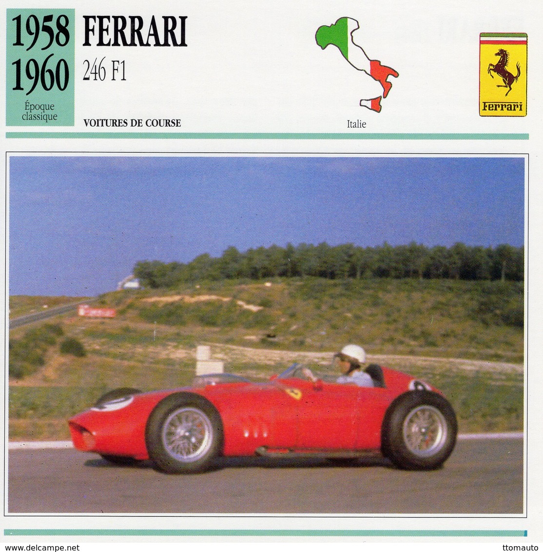 Ferrari 246 F1 Grand Prix (1958)  -  Voiture De Course   -  Fiche Technique/Carte De Collection - Grand Prix / F1