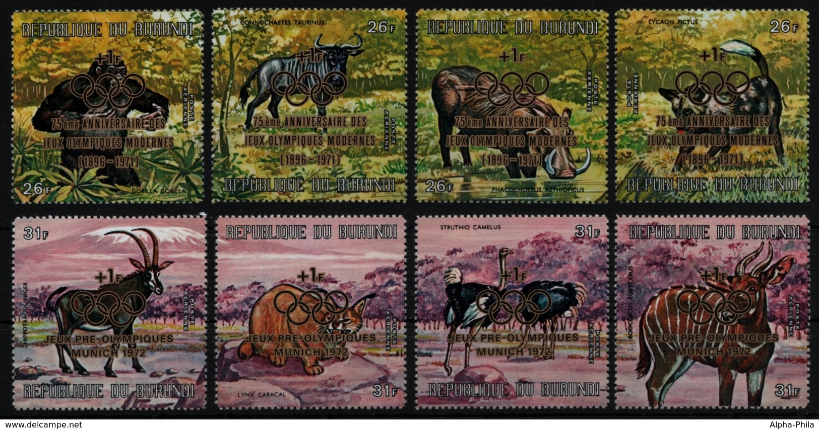 Burundi 1971 - Mi-Nr. 774-781 ** - MNH - Wildtiere / Wild Animals - Ungebraucht