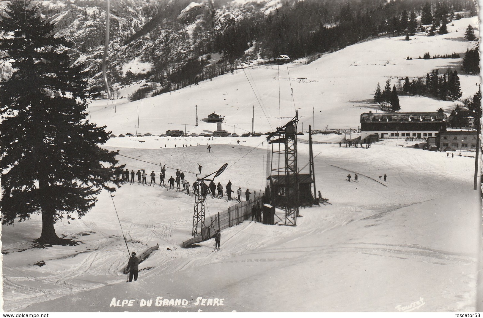 Rare Cpsm Alpe Du Grand Serre Le Remonte Pente De Lhotel Du Grand Serre - Autres & Non Classés