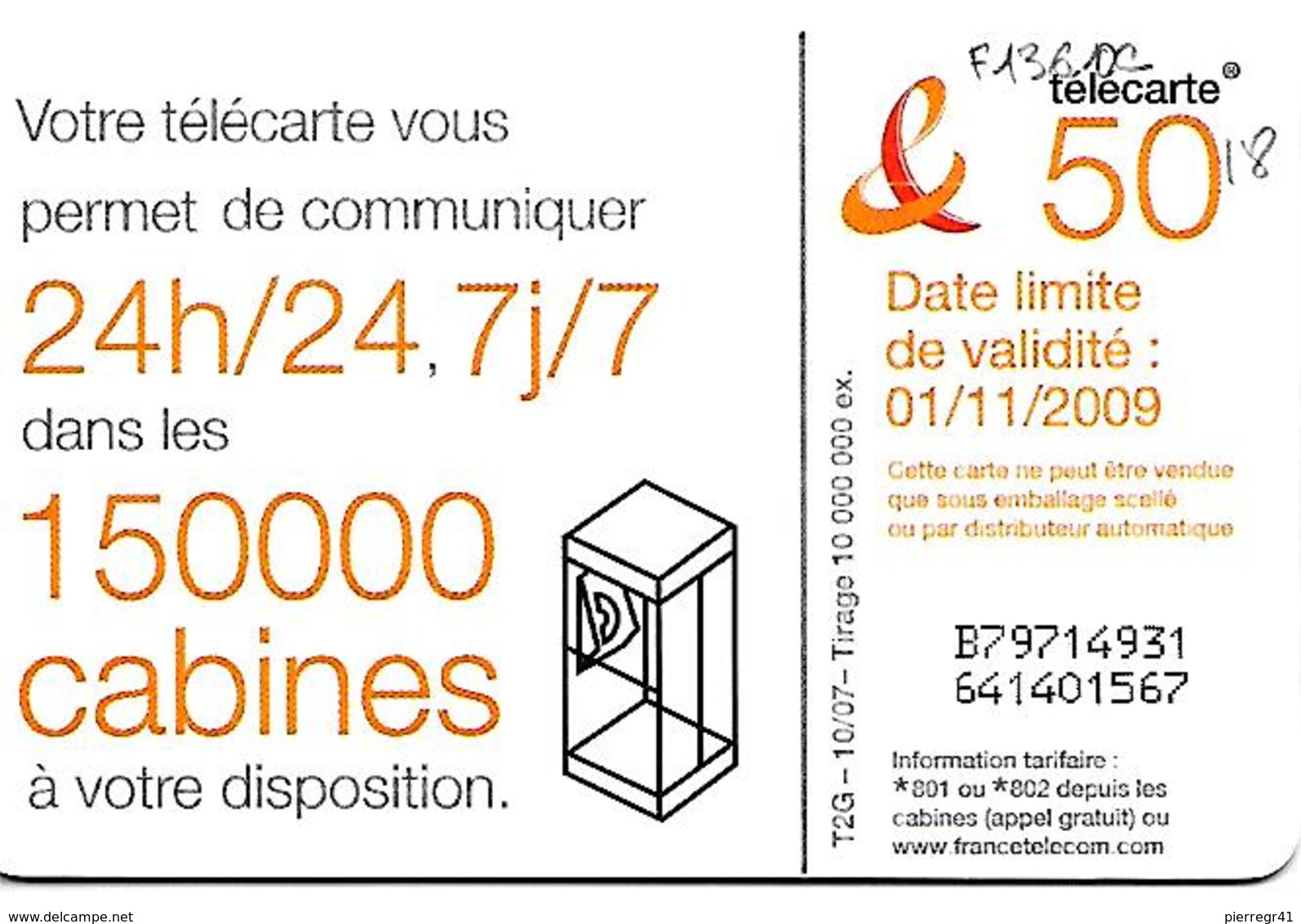 CARTE°-PUBLIC-50U-F1360C-GEM1-10/06-DANSE 4-V°150000 CABINES-Ex 01/11/2009-UTILISE-TBE - 2008