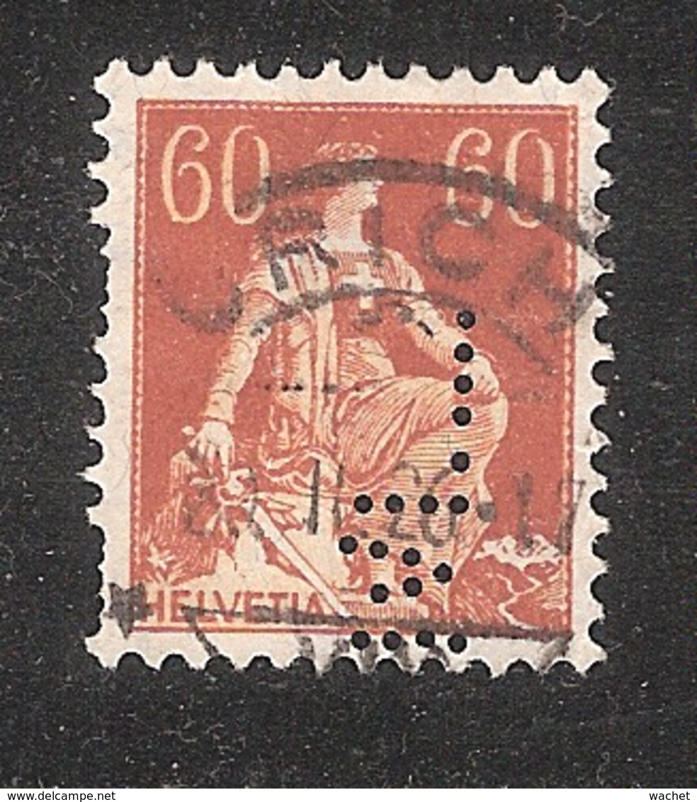 Perfin/perforé/lochung Switzerland No YT165 1918 Hélvetie Assise Avec épée  E.M.  E. Muller & Cie - Gezähnt (perforiert)