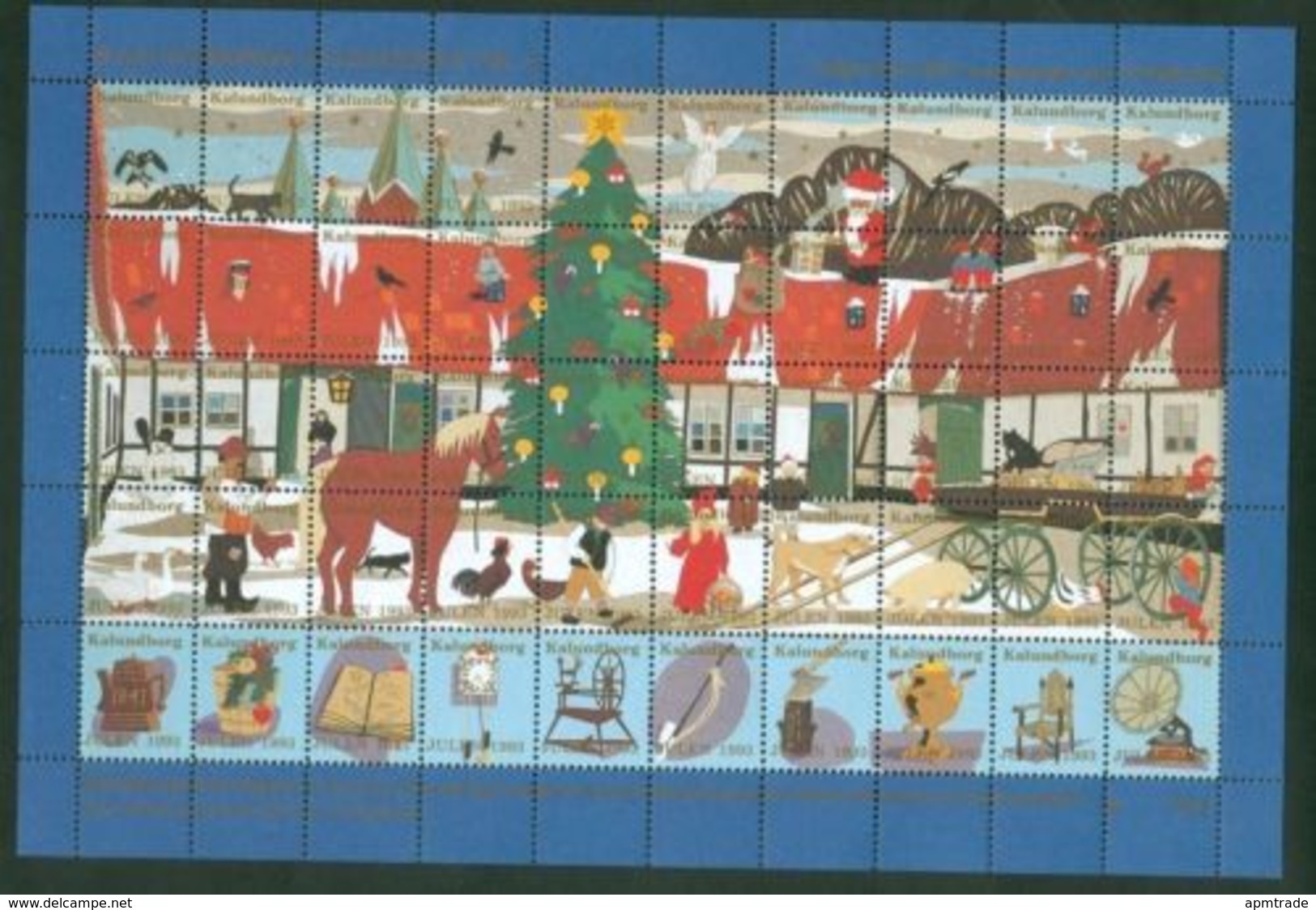 Denmark Christmas Sheet 1993 Kalundborg  Museum. Santa,Animals,Farm - Full Sheets & Multiples