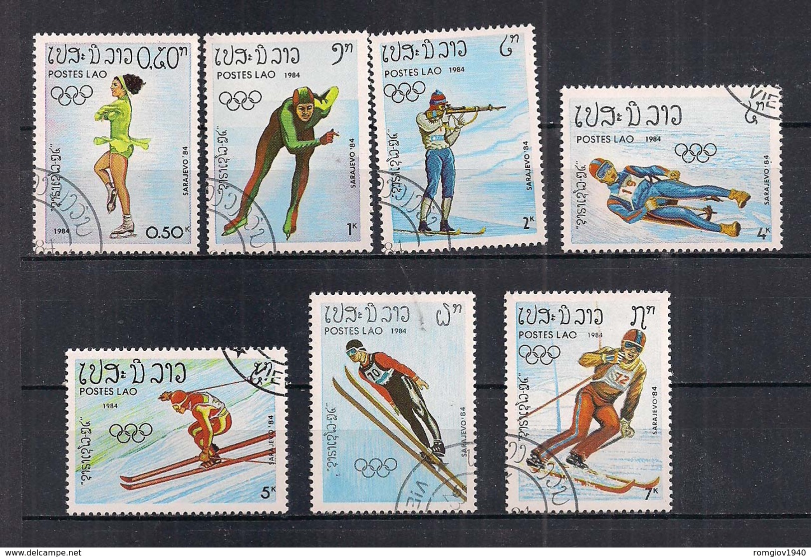 LAOS  1984  GIOCHI OLIMPICI INVERNALI A SERAJEVO YVERT. 525-531 USATA VF - Laos