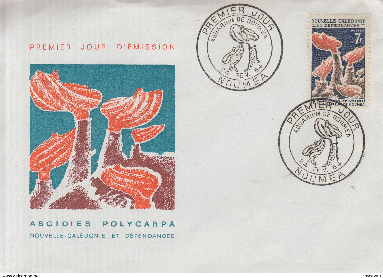 Enveloppe   FDC  1er   Jour   NOUVELLE   CALEDONIE   Aquarium  De   NOUMEA   1964 - FDC