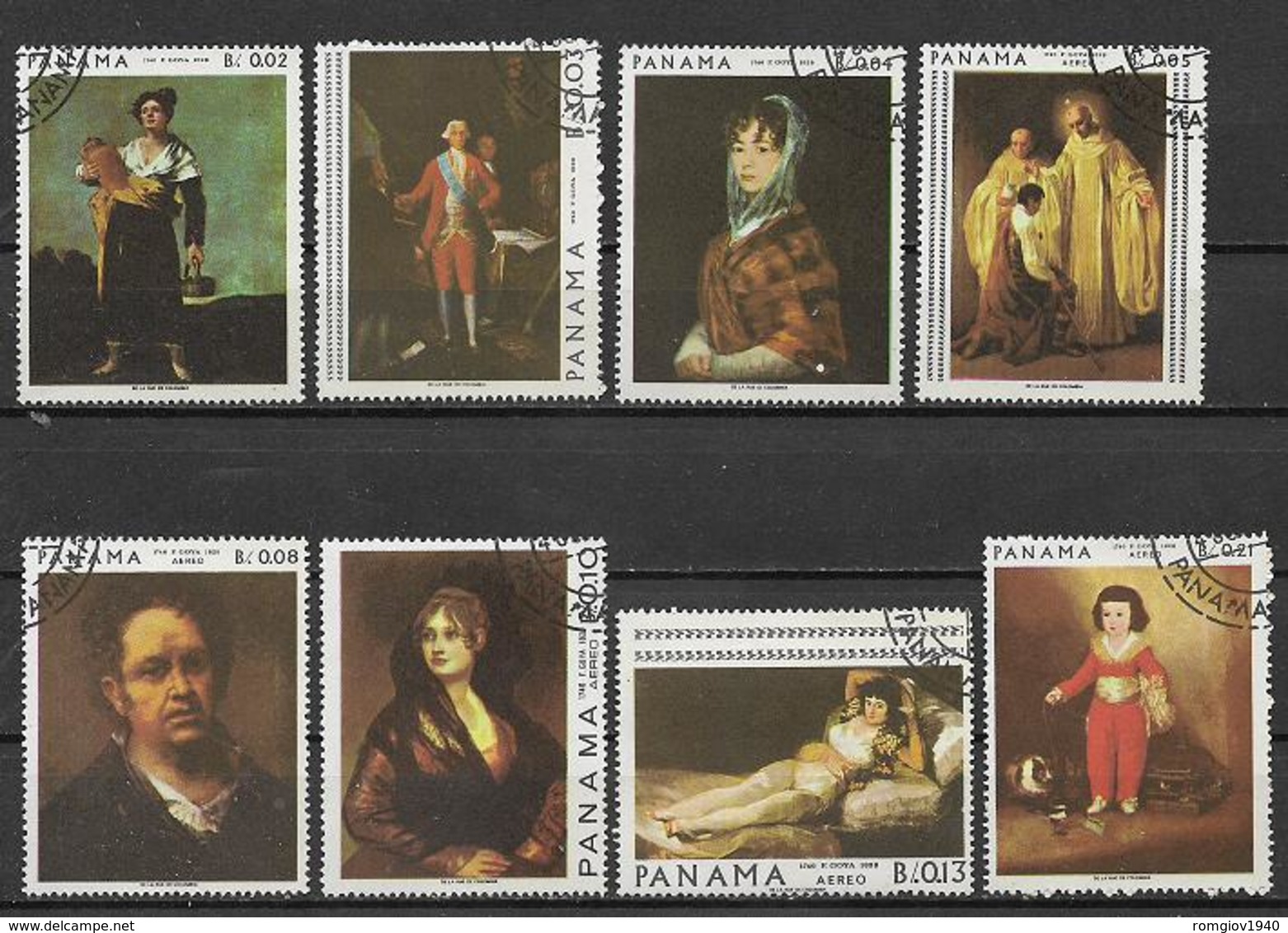 PANAMA 1967 QUADRI DI GOYA YVERT. 459-461+POSTA AEREA 428-432 USATA VF - Panama