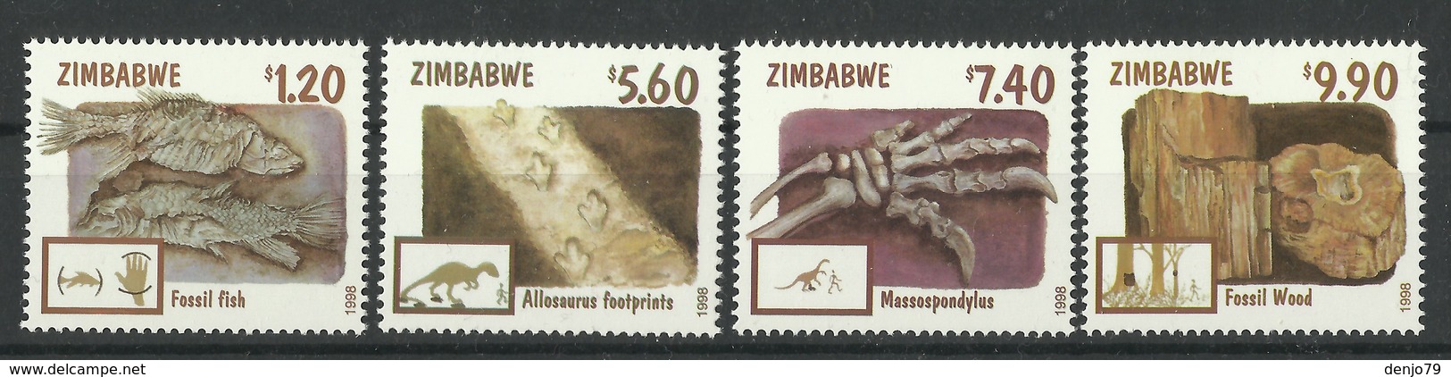 ZIMBABWE 1998 FOSSILS SET MNH - Zimbabwe (1980-...)