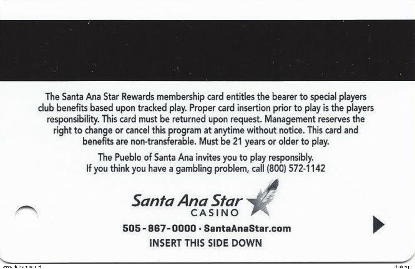 Santa Ana Star Casino - Santa Ana Pueblo, NM - 11th Issue Slot Card - Cartes De Casino