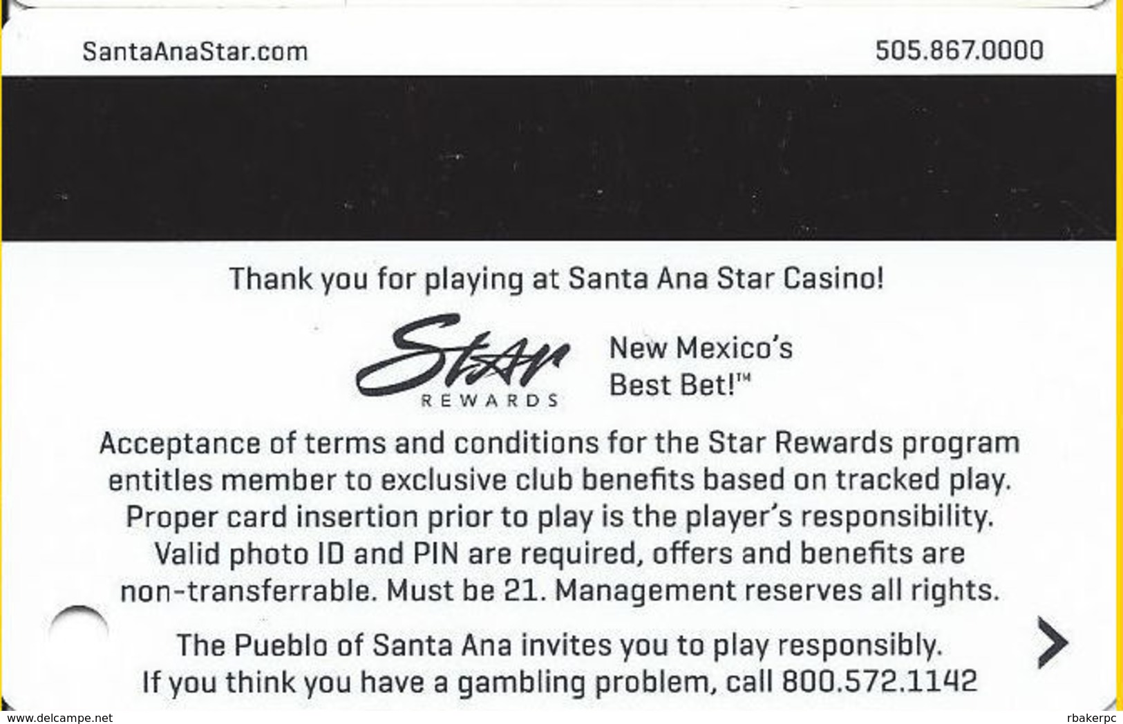 Santa Ana Star Casino - Santa Ana Pueblo, NM - 12th Issue Slot Card - Cartes De Casino