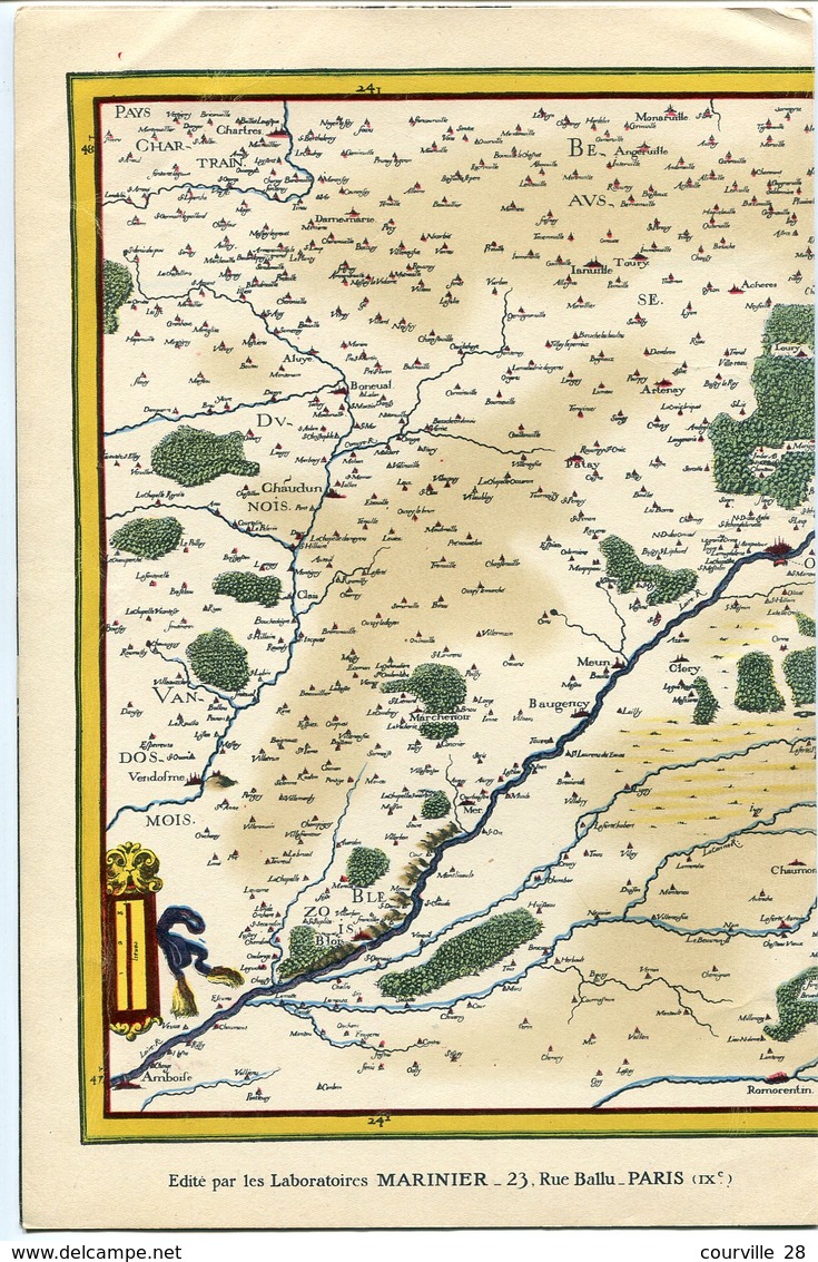 Carte Du Duché D'ORLEANS Editée Par Laboratoires MARINIER à Paris En 19 ? + Monuments Orléans * Publicité - Cartes Géographiques