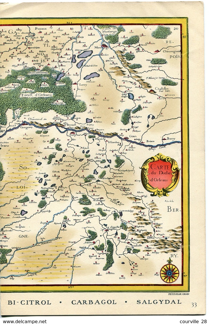 Carte Du Duché D'ORLEANS Editée Par Laboratoires MARINIER à Paris En 19 ? + Monuments Orléans * Publicité - Cartes Géographiques