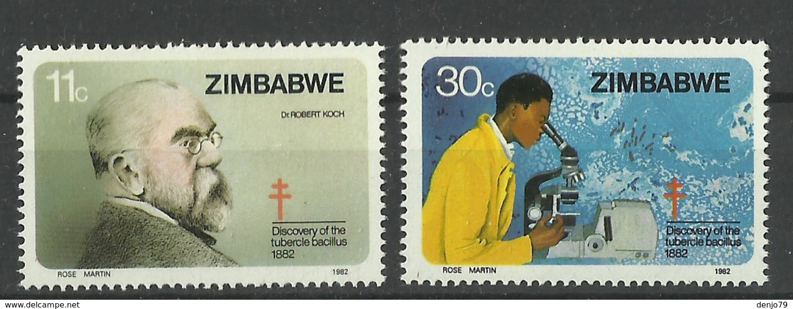 ZIMBABWE  1982 ROBERT KOCH,DISCOVERY OF TUBERCLE BACILLUS SET MNH - Zimbabwe (1980-...)