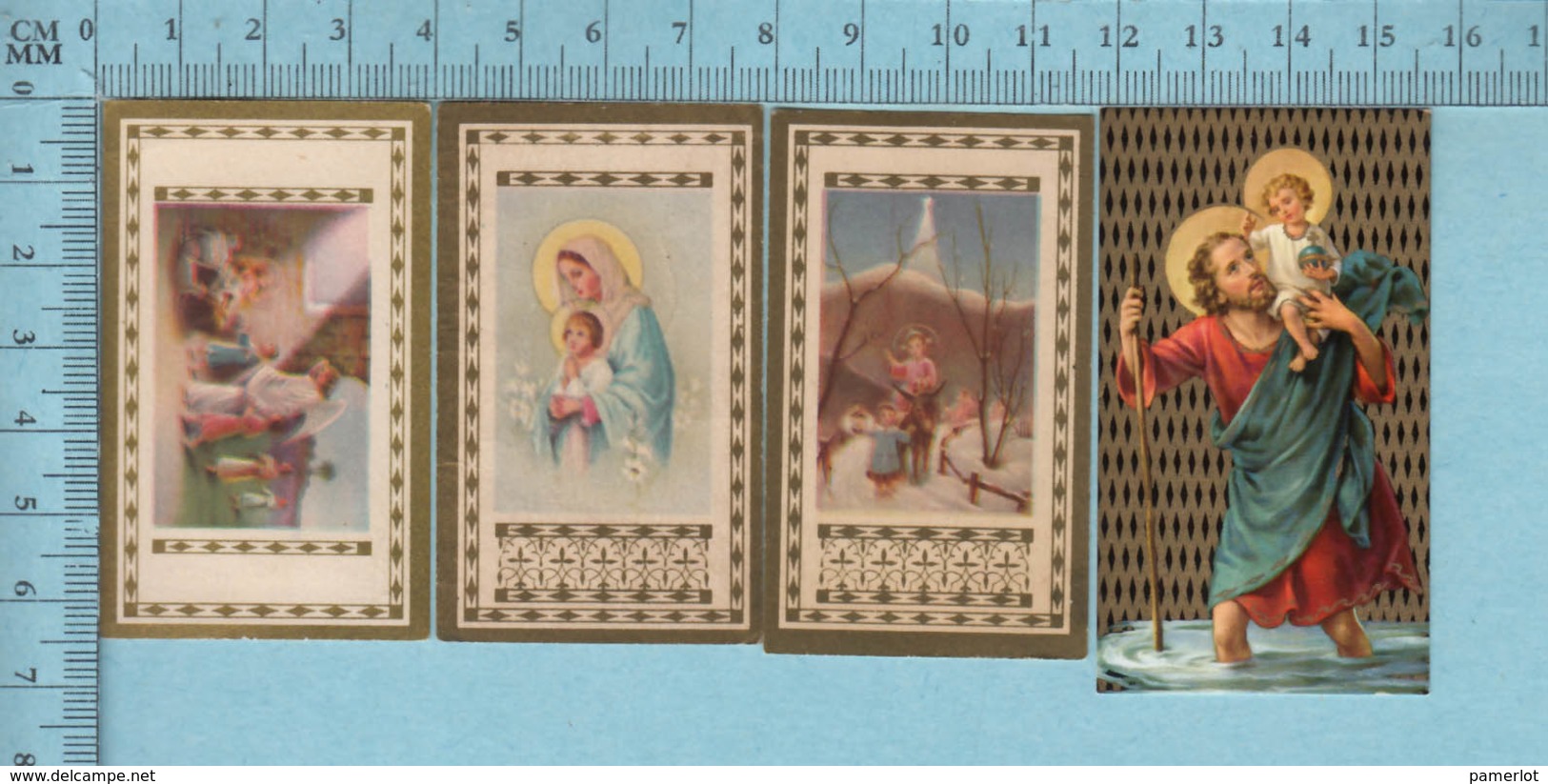 Lot De 4 Images Pieuses Religieuses Chromo Et Dorées - Lot De Quatres Minies, Santini, Holy Card - Images Religieuses