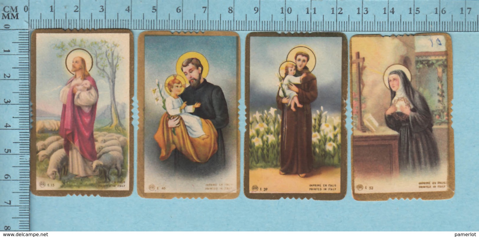 Lot De 4 Images Pieuses Religieuses Chromo Et Dorées - Lot De Quatres Minies, Santini, Holy Card - Imágenes Religiosas