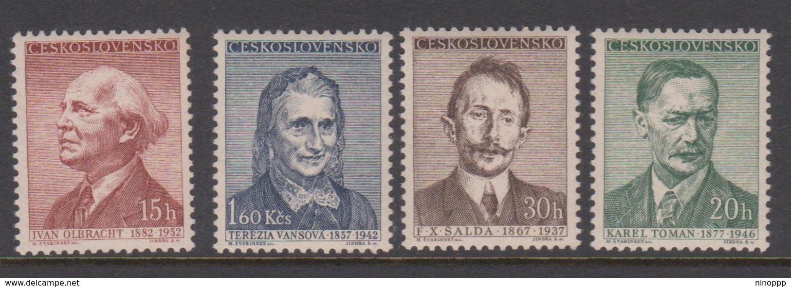 Czechoslovakia SG 956-959 1957 Writers 2nd Issue, Mint Never Hinged - Unused Stamps