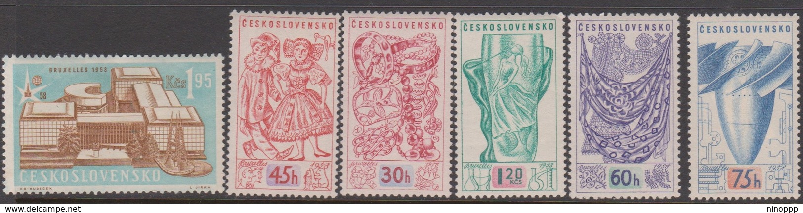 Czechoslovakia SG 1025-1030 1958 Brussels Inter, Exhibition, Mint Never Hinged - Unused Stamps