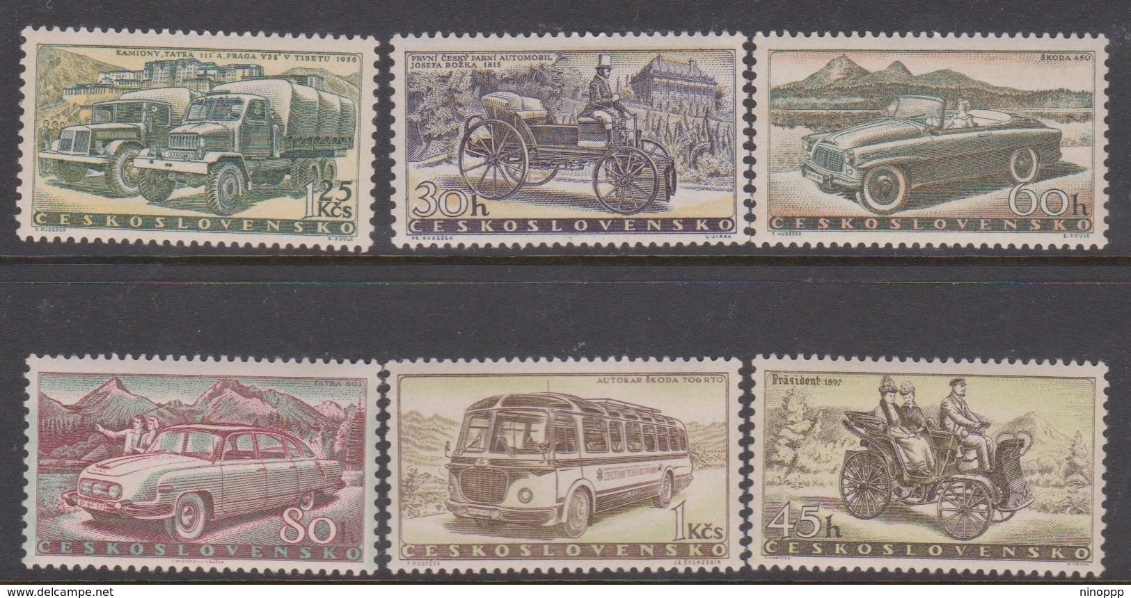 Czechoslovakia SG 1066-1071 1958 Motor Industry, Mint Never Hinged - Unused Stamps