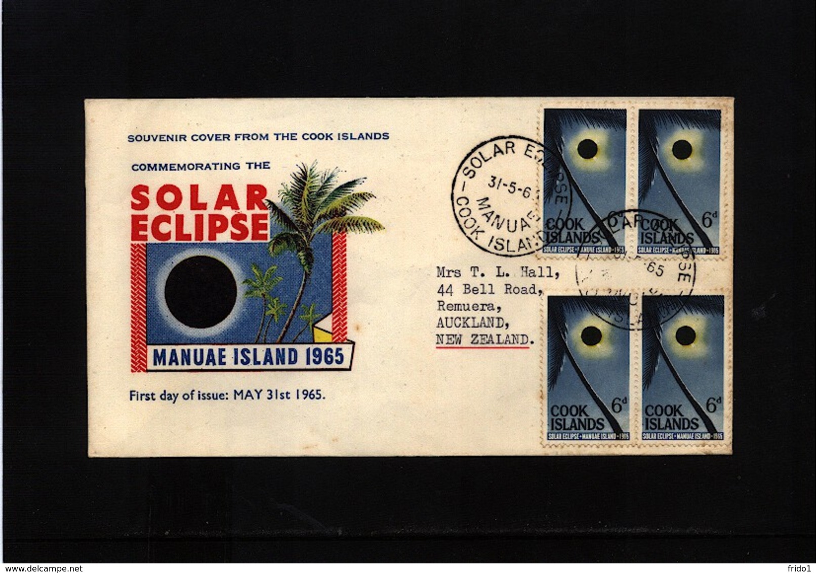 Cook Islands 1965 Solar Eclipse FDC - Astronomia