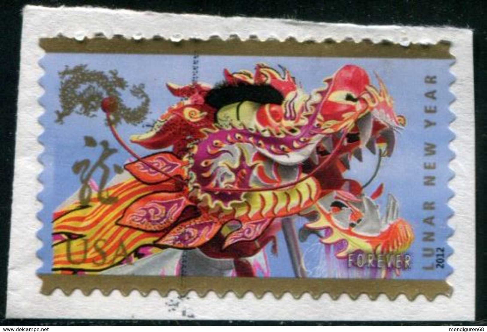 VERINIGTE STAATEN ETATS UNIS USA 2012  LUNAR NEW YEAR, YEAR OF THE DRAGON  F ON PAPER SC 4623 MI 4806 YV 4454 SG 5227 - Oblitérés