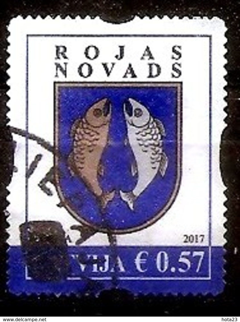 LATVIA 2017 DEFINITIVE: HERALDRY. REGIONS ARMS (INC. FISH) USED (0)  - 0,57  CENT ROJA - Poissons