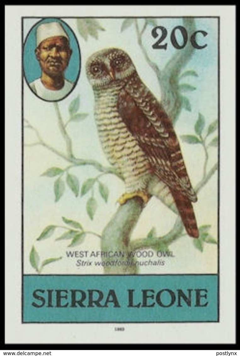 SIERRA LEONE 1980 African Wood Owl Birds 20c Imp.1983 No Wmk IMPERF - Hiboux & Chouettes