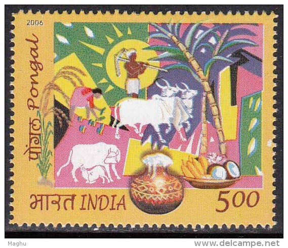 India MNH 2006, Pongal Festival, Rice Festival, Cow, Bannana Coconut Fruit, Agriculture, Sugarcane, Pottery, - Neufs