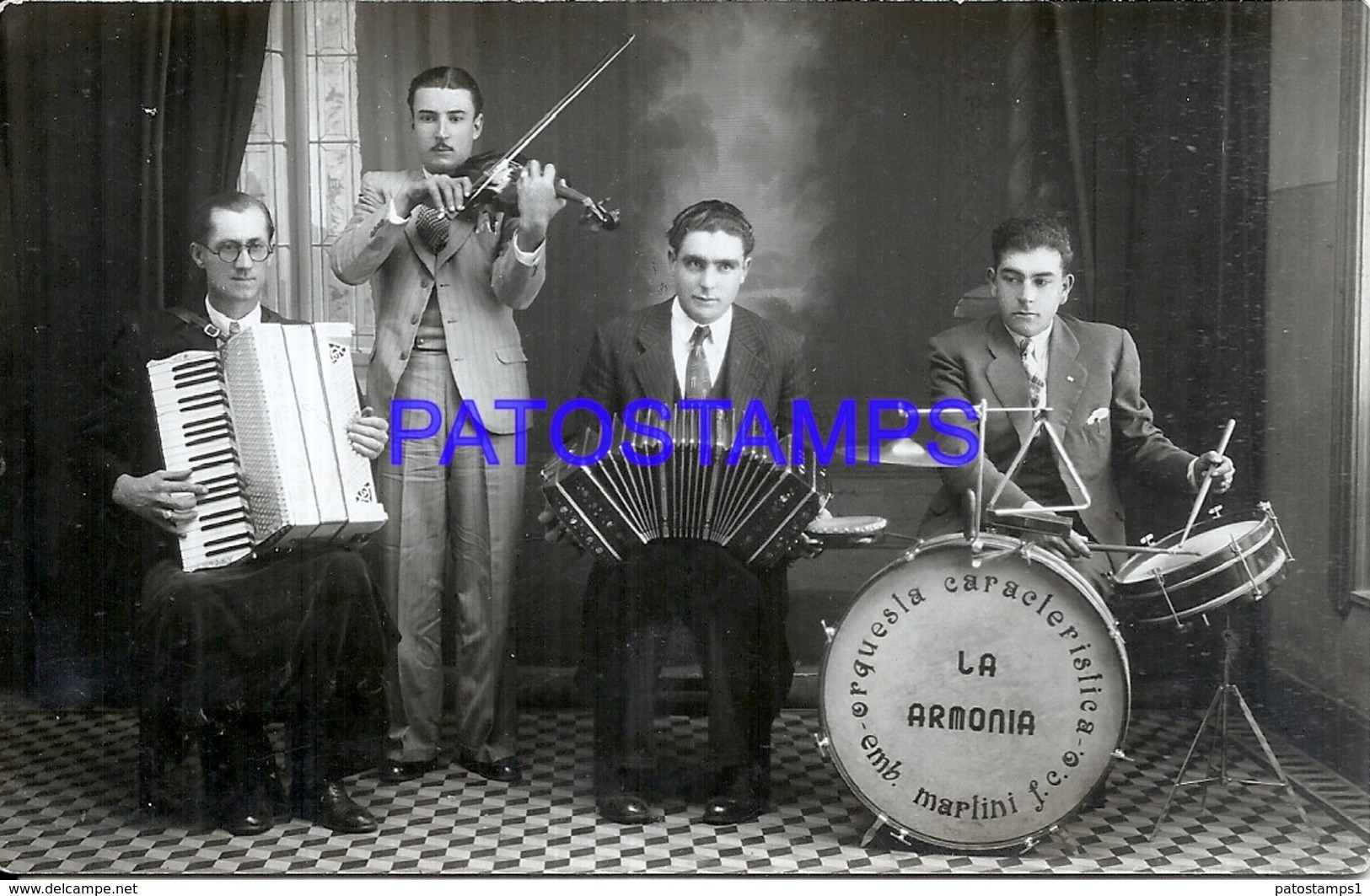 106307 ARGENTINA ARTIST MUSIC ORQUESTA LA ARMONIA BANDONEON TANGO POSTAL POSTCARD - Argentine