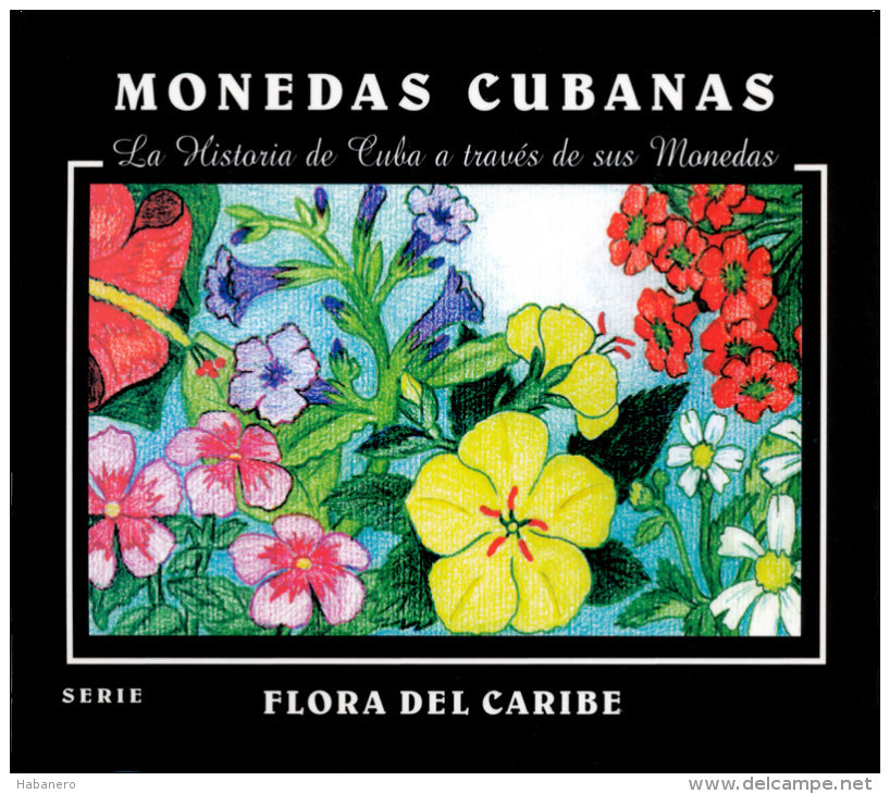 1997 - FLORA DEL CARIBE - COLORED COIN SET - RARE VERY FEW SETS ISSUED - Cuba