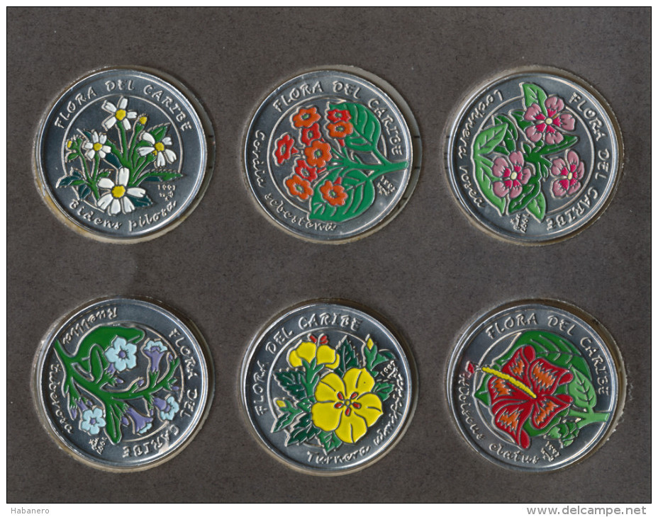 1997 - FLORA DEL CARIBE - COLORED COIN SET - RARE VERY FEW SETS ISSUED - Cuba