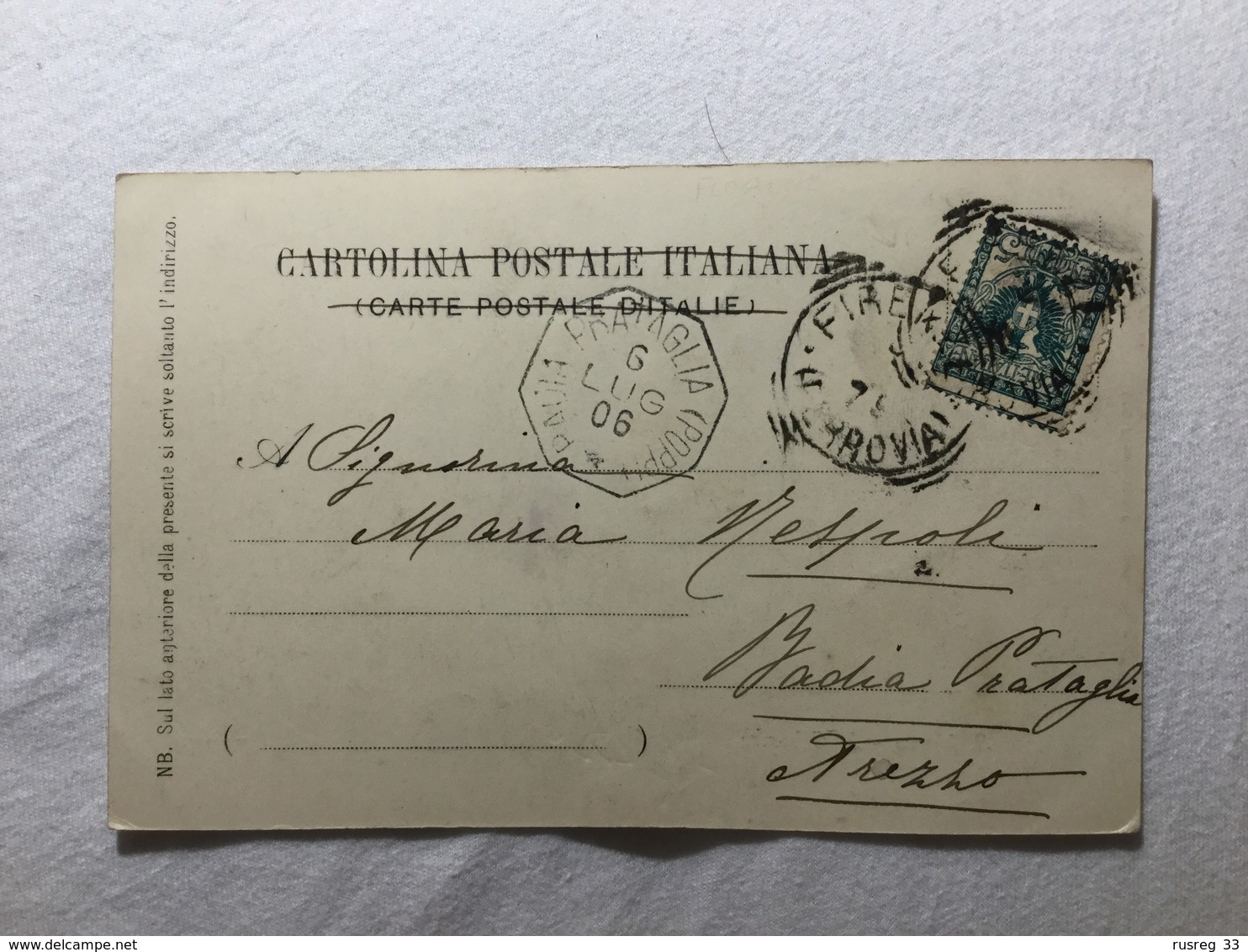 FL3776 Italia 1906 Cp Firenze Prataglia - Storia Postale