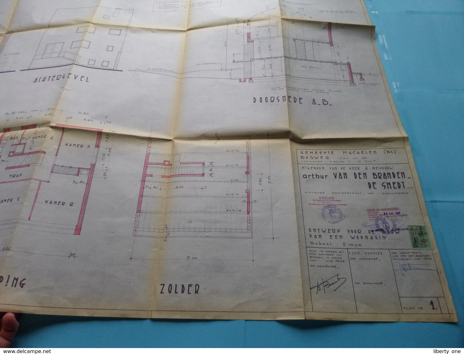 MACHELEN BOSWEG Nr. 15 > WOONHUIS Plan Nr. 1 ( Zie/voir Photo > Arch. Van Den Branden ) Anno 1967 ! - Arquitectura