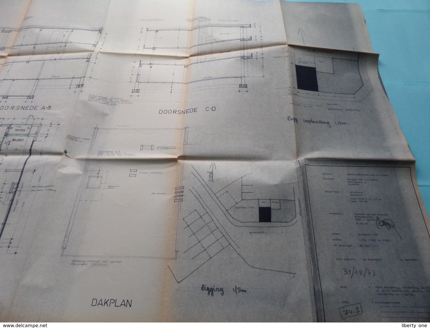 ZAVENTEM Groenveld ( VEN - PLASTRIA ) Plan > Schaal 1/50-1/200-1/500 ( Zie Foto's > Arch. Van Den Branden ) Anno 1973 ! - Architektur