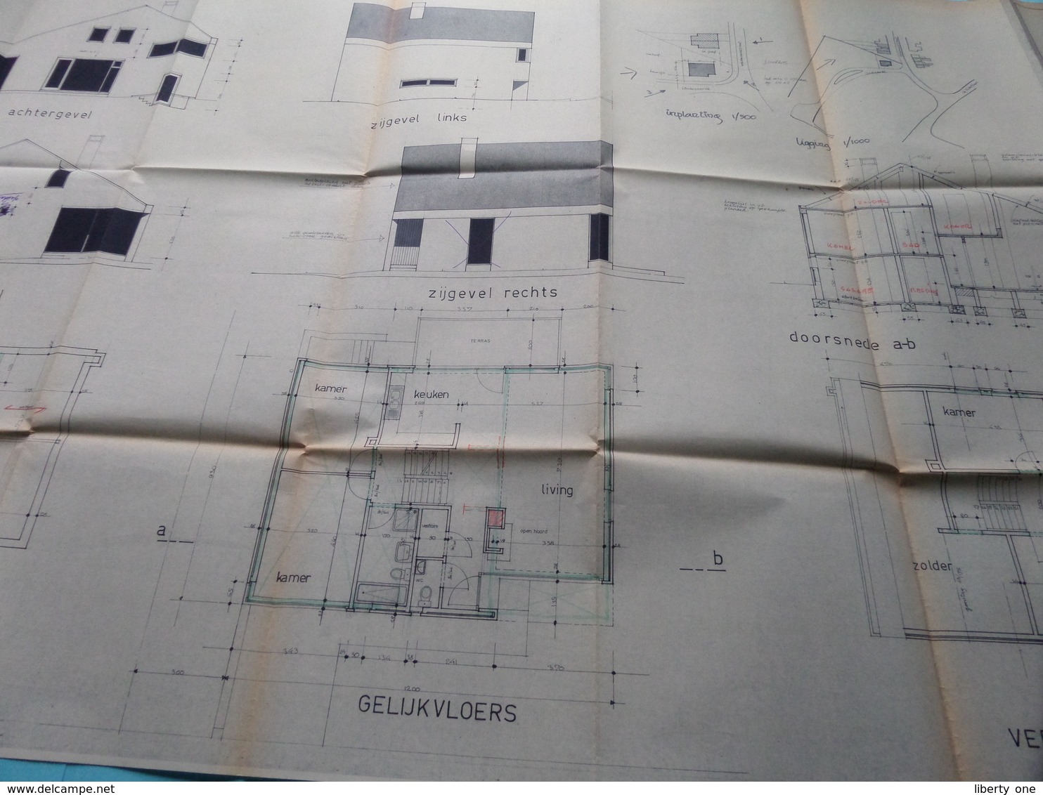 MACHELEN Lindegaarde Plan/Schaal 1/50 - 1/500 - 1/1000 ( Zie Foto's > Arch. Van Den Branden ) Anno 1974 ! - Architecture