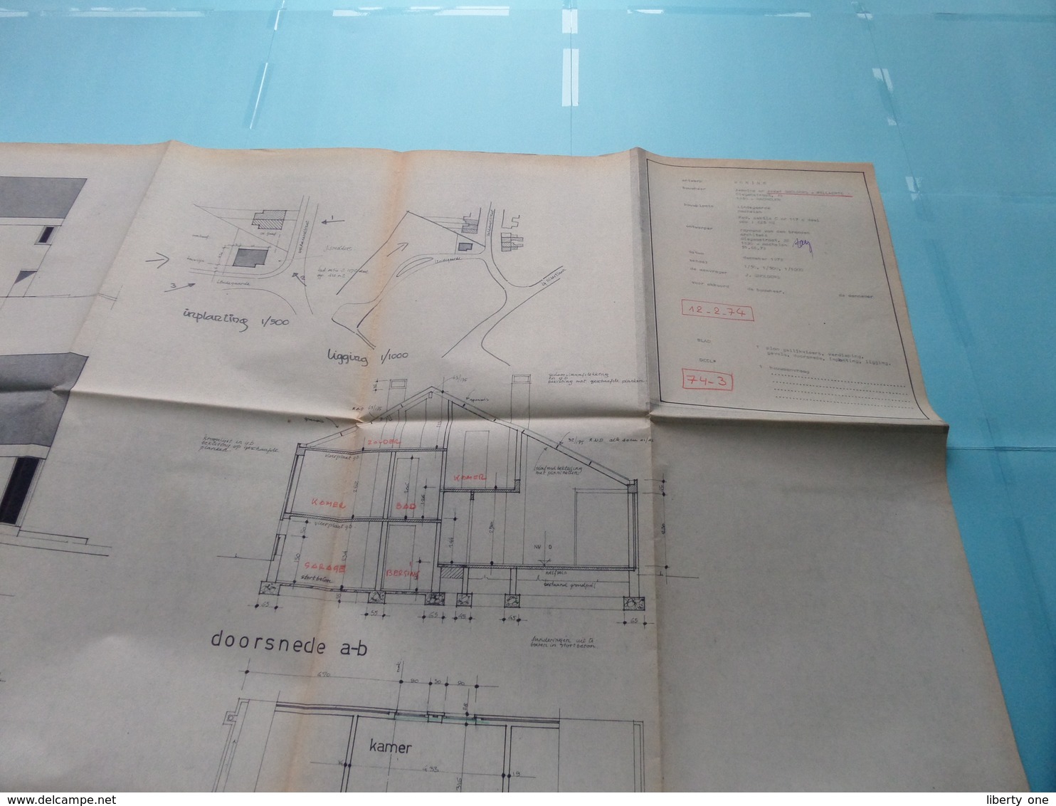 MACHELEN Lindegaarde Plan/Schaal 1/50 - 1/500 - 1/1000 ( Zie Foto's > Arch. Van Den Branden ) Anno 1974 ! - Architettura