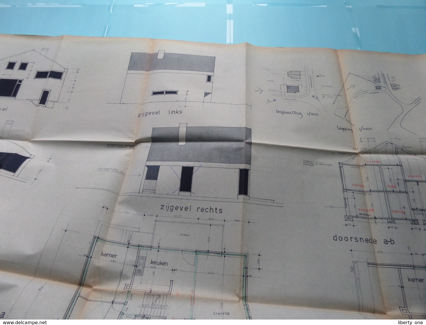 MACHELEN Lindegaarde Plan/Schaal 1/50 - 1/500 - 1/1000 ( Zie foto's > Arch. Van den Branden ) Anno 1974 !